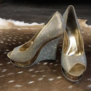 Lady Couture Flamingo Gold Platform Heels